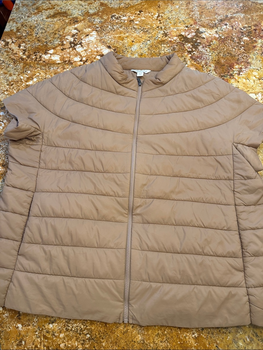 Coldwater Creek Taupe Quilted Zip-Front Puffer Jacket